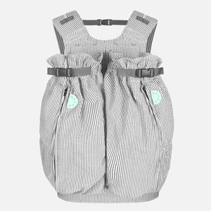 The Weego TWIN Baby Carrier - Grey and White Seersucker - LIKE NEW